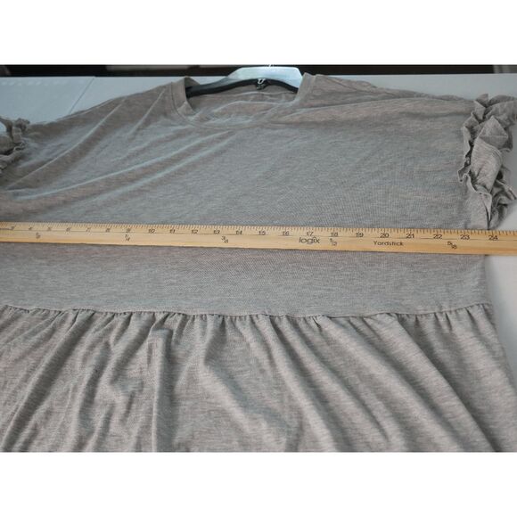 Women's Gray Ruffle Short Sleeve Top XXL - Picture 5 of 7